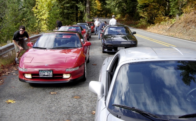 MR2s on side of highway