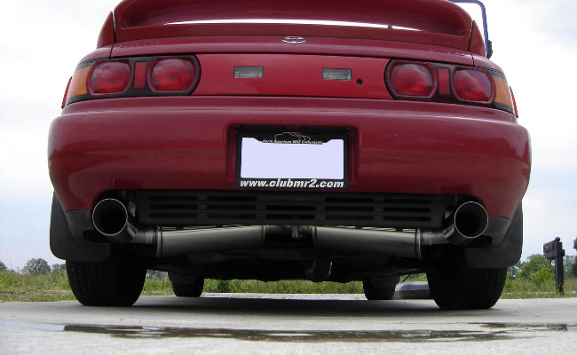 The exhaust sounds amazing rear of car - low view