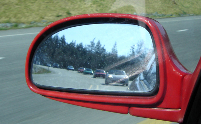 MR2s in a side mirror